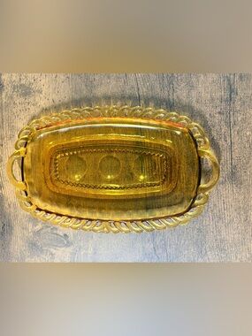 Vintage Amber Indiana Glass Butter Dish